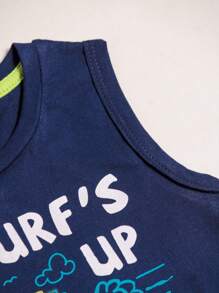 Boy's Tank Top And Shorts Set - 藏蓝色 - 查看 5