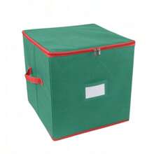 64-Grid Christmas Ornament Storage Box, Non-Woven Christmas Ornament Organizer - Green - View 4
