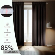 1 rèm cản sáng cách âm, nhiều kích cỡ tùy chọn, thiết kế dây kéo, cách nhiệt, bảo vệ sự riêng tư, thích hợp cho phòng ngủ, phòng khách, phòng học, phong cách tối giản hiện đại - Nâu 9V - Xem 4