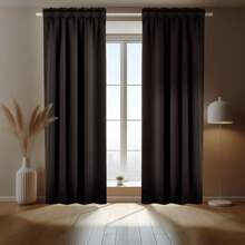 1 rèm cản sáng cách âm, nhiều kích cỡ tùy chọn, thiết kế dây kéo, cách nhiệt, bảo vệ sự riêng tư, thích hợp cho phòng ngủ, phòng khách, phòng học, phong cách tối giản hiện đại - Nâu 9V - Xem 2