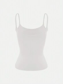 XLLAIS Sexy Backless Women Tank Top, Elastic Casual Spaghetti Strap Camisole - Beige Gray - View 7