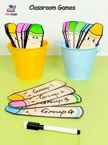 hoojojo 10 Peças de Cartões com Formato de Lápis, Cartões Apagáveis DIY, 4 Cores, Cartões da Sorte, Cartões Surpresa, Cartões com Escrita de Lápis, Jogos de Aprendizagem, Adereços Interativos para Sala de Aula, Adequados para Salas de Aula, Famílias, Papelaria, Materiais Didáticos