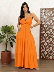 Women's Popcorn Dress - Naranja claro - Ver 1