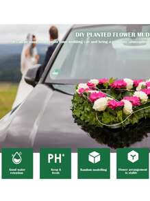 1pc Floral Foam Blocks Heart Shaped Wet Floral Bricks With Suction Cup,Flower Foam Cage Artificial Floral Arrangements Mud,For Florist,Wedding Car Decoration,Party Table Centerpiece Decoration. - Green - View 6