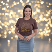 New Year T-Shirt "Happy New Year Fireworks" Personalized New Year T-Shirt Happy New Year - 黑色 - 查看 2