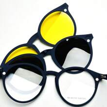 Unisex Clip-On AQ2180 3 Lens Polarized Glasses Frames With Spring TR-90 Magnetic Eyewear - Màu xanh lam - Xem 4