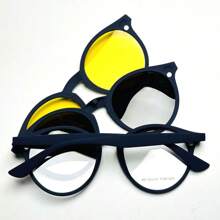 Unisex Clip-On AQ2180 3 Lens Polarized Glasses Frames With Spring TR-90 Magnetic Eyewear - Màu xanh lam - Xem 3