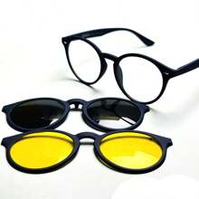 Unisex Clip-On AQ2180 3 Lens Polarized Glasses Frames With Spring TR-90 Magnetic Eyewear - Màu xanh lam - Xem 7