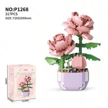 Set de 6 macetas de plástico con bloques de construcción, juguete de bloques de mini ladrillos para decoración del hogar y jardín interior, regalos para amigos, decoración creativa para escritorio, ideal para Año Nuevo, Acción de Gracias, Día del Maestro, Día de la Mujer