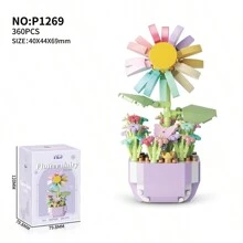 Set de 6 macetas de plástico con bloques de construcción, juguete de bloques de mini ladrillos para decoración del hogar y jardín interior, regalos para amigos, decoración creativa para escritorio, ideal para Año Nuevo, Acción de Gracias, Día del Maestro, Día de la Mujer