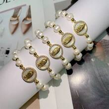 圣母玛利亚手链，基督教珠宝礼品，天然淡水珍珠手链（女士款） - ZZS220015A - 查看 6