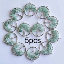 5pcs/set Creative Tree Detail Round DIY Pendant For Women For DIY Jewelry Making - Multicolor - View 8