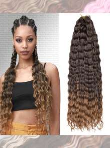 Cheveux au crochet de vagues océaniques, 30 pouces Cheveux noirs et or à ondes profondes pour tressage pour femmes Extensions de cheveux frisés synthétiques au crochet Cheveux tressés ondulés au crochet