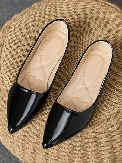 WHDXY Women's Flat Solid Color Loafers Pointed Toe Work Shoes Office Commuter All-Season Slip-On Flats