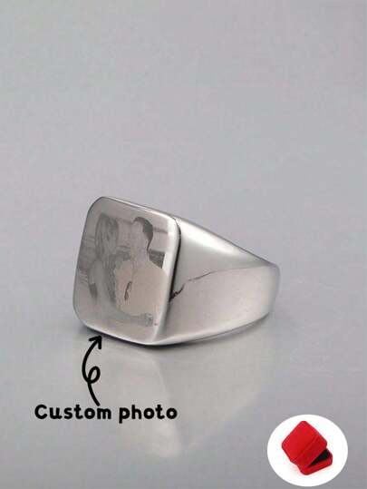 Anpassad personlig lasergraverad fotoring, mors dag-present, alla hjärtans dag-present, födelsedag, årsdag, jul, examen, exklusiv present till vänner, klasskamrater och familj. Snygg, höstmode, vardaglig, vintage, gamla pengar, unisex, personlig, unik. Perfekta presenter till honom, flickvän, mamma, familj, vänner, dotter.