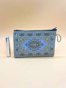 4"X6" Vintage Style Gold Thread Embroidered Zipper Wallet, Suitable For Daily Use, Women Mini Coin Purse - Multicolor - View 4