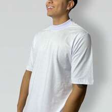 Men's Oversized Basic Streetwear T-Shirt 100% Cotton Mesh Round Neck - trắng - Xem 2
