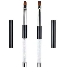 Oval & Flat UV Gel Nail Brush Rhinestone Handle Professional Nail Art Design Brushes - Black and White - View 12