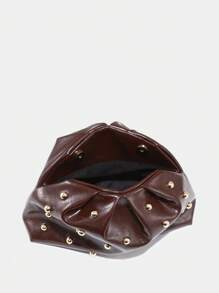 1 buah Tas Clutch Lipat Minimalis Vintage Bergaya Awan dengan Klip, Kapasitas Besar, Cocok untuk Penggunaan Sehari-hari dan Pesta - Coffee Brown - View 6
