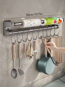 1pc Multifunctional Kitchen Hanging Hook, Kitchen Storage Rack, Bathroom Organizer Shelf, Multipurpose Holder For Utensils, Cutting Boards - Multicolor - View 10