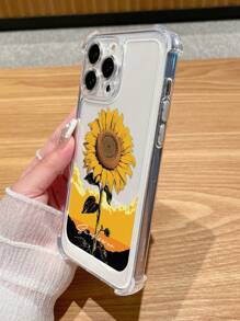 Apple 1pc TPU Thickened Anti-Drop Sunflower Printed Phone Protective Case, Compatible With IPhone11, 12, 13, 14, 11 Pro Max, 12 Pro Max, 13 Pro Max, 14 Pro Max, XR, 15, 15 Pro, 15 Pro Max, 16, 16 Pro, 16 Pro Max, And Galaxy A05/A15/A25/A35/A53/A54/A55/S23/S24 Ultra