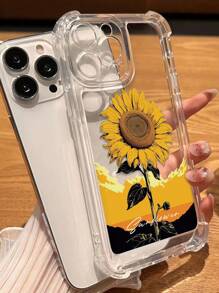 Apple 1pc TPU Thickened Anti-Drop Sunflower Printed Phone Protective Case, Compatible With IPhone11, 12, 13, 14, 11 Pro Max, 12 Pro Max, 13 Pro Max, 14 Pro Max, XR, 15, 15 Pro, 15 Pro Max, 16, 16 Pro, 16 Pro Max, And Galaxy A05/A15/A25/A35/A53/A54/A55/S23/S24 Ultra