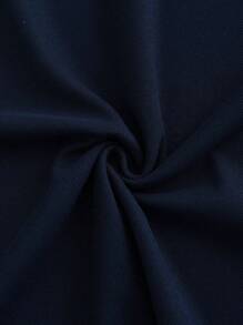 男士单件休闲撞色装饰四分之一纽扣长袖 Polo 衫，适合春秋季节、高尔夫运动、秋季 - 藏蓝色 - 查看 5