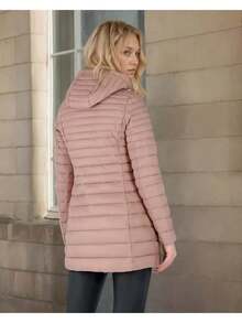 Women's Puffer Jacket Quilted Lightweight Padding Hood Packable Bubble Coat - 粉色 - 查看 3