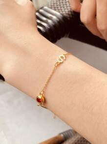 1pc Exquise Naam Armband, Gepersonaliseerde Initialen Armband Met Verjaardags Steen, Aangepaste 18K Gouden Letter Naam Armband, Haar Verjaardagscadeau, Moeder Cadeau Kerstcadeau