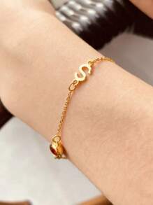 1pc Exquise Naam Armband, Gepersonaliseerde Initialen Armband Met Verjaardags Steen, Aangepaste 18K Gouden Letter Naam Armband, Haar Verjaardagscadeau, Moeder Cadeau Kerstcadeau