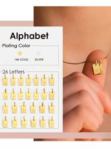 2pcs Stainless Steel Double Layer Chain 26 Letters A-Z Name Initial Pendant Necklace, Women Daily Wear Jewelry Gift For Friend - Yellow Gold - View 5