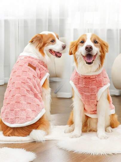 1 pieza Chaleco de felpa para mascotas - Lavable a máquina, grueso y cálido, suave y cómodo, ropa de otoño/invierno para perros, adecuado para mascotas pequeñas/medianas/grandes, suministros para perros y gatos, XS-8XL