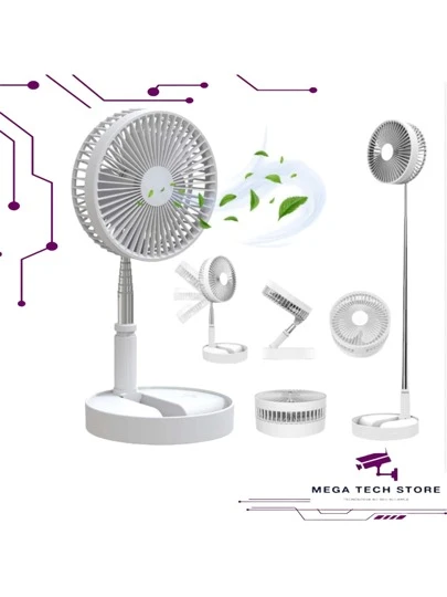 Ventilador Portátil Dobrável e Silencioso - Bateria 7200mAh, Altura e Ângulo Ajustável, Design Compacto e Leve