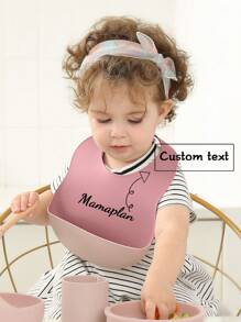 2PCS Personalized Customization Name Silicone Baby Bibs Adjustable Bibs Waterproof Baby Stuff Custom Baby Accessories - Multicolor - View 4