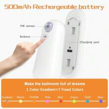 Shenzhi Tech Toilet Light, LED Night Light With Motion Sensor, USB Rechargeable, 8-Color Light For Home , Cool And Funny Decoration