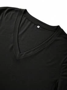 Men's Fashionable Sexy V-Neck Solid Color Short Sleeve T-Shirt