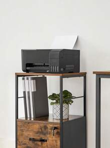 VASAGLE UOFC055B01 3-Drawer File Cabinet With Lock, Printer Stand, Office File Organizer, For A4 And Letter-Size Files, Rustic Brown And Black - Rust Brown - View 2