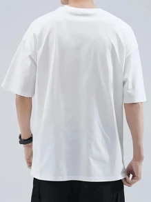 (220 Pure Cotton T-Shirt)   Couple Style Pure Cotton T-Shirt - The Perfect Choice For Valentine's Day And Special Occasions, Men's Comfortable Short Sleeved Round Neck T-Shirt - 男人 - 查看 2