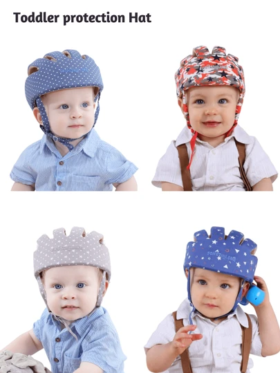 SONGZHILONG 1 件装婴儿/幼儿多色带 IXPE 缓冲防撞帽，可调节婴儿安全帽，适合爬行、走路和玩耍，适合所有季节