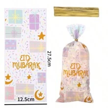 50 Stück/100 Stück Geschenktüten, Verpackungstüten mit Mond- und Sternelementen, geeignet für Ramadan, Partys, Tütchen, einsetzbar für verschiedene Feiertage & Anlässe