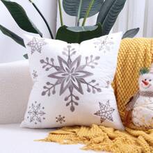 1 件雪花刺繡枕套,柔軟天鵝絨布料,聖誕裝飾,適合沙發客廳,白色 - 白色 - 查看 8