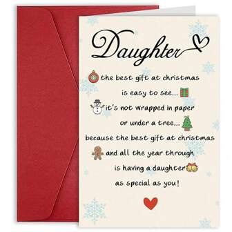 1 ADET, Kız İçin Komik Noel Kartı Hediyesi, Anne Babadan Sevimli Kız Noel Kartı, Onun İçin Neşeli Noel Tatil Hediyeleri, Kızlar İçin Tatlı Noel Kartları, Kız İçin Noel Hediyesi, Noel Kartı