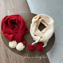 Kids Winter Warm Knit Scarves Bubbles Decorated Scarf Neck Warmer For Snowboarding, Outdoor Activity