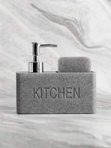 1 件 200ml 字母印花皂液器带海绵，泵式浴室液体皂液瓶，适用于厨房/浴室，简约现代家居装饰家居浴室装饰夏季