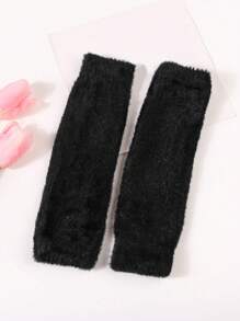 1 双女士柔软毛绒半指手套，保暖手臂保暖露指手套，可爱长袖设计，适合秋冬季 - A - 查看 7