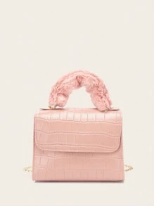 1 pezzo Borsa a tracolla da ragazza con decorazione in pelliccia al polso, borsa a tracolla, regalo ideale