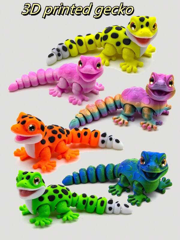 3D gedruckter realistischer Mini Chamäleon Echsen Figur, Mehrfarbverlauf, beliebtes Modell-Sammlerstück, Partyfavor kleines Geschenk, Osterdrachen Ei