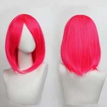 40英寸短款合成假发，带刘海，男女通用，适合男士佩戴，层次感直发，无胶耐热纤维，高密度，外观自然