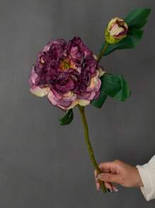 1pc Realistic New 2-Head Peony Vintage Style Home Living Room Decoration Fake Flower Arrangement, Valentine's Day, Gift - Multicolor - View 14