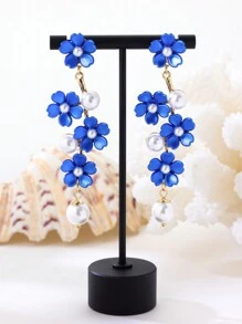 1 对时尚仿珍珠花耳环，优雅珍珠花耳环配饰，适合女性春夏季度假、婚礼，是送给女士的完美礼物 - 珍珠花卉 - 查看 5